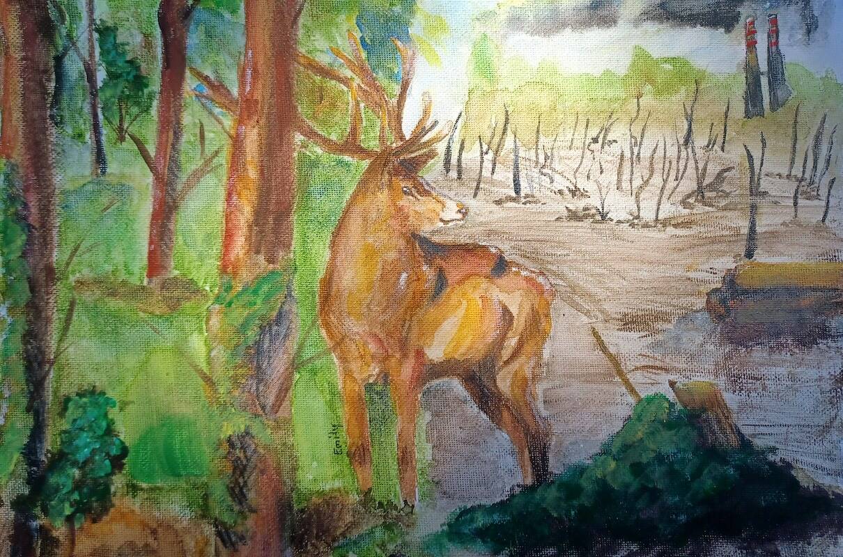 Emily Kingsford was one of the winners of the One Planet Living student challenge for her painting portraying how climate change affects animals. (Courtesy of Emily Kingsford/One Planet Living student challenge)