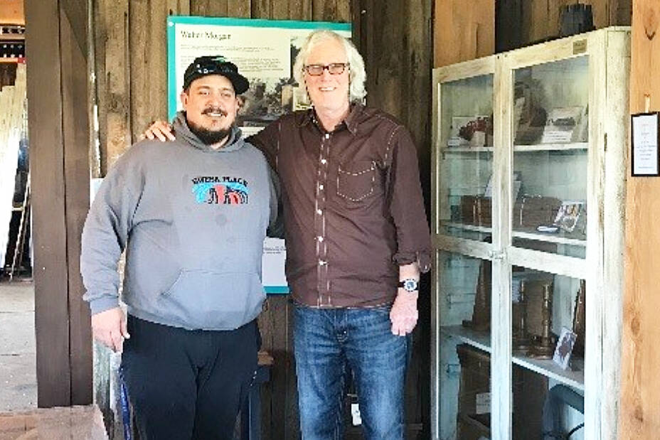 Shawn Decaire and Ken Blackburn pose in the Walter Morgan Studio in Willow Point. Decaire is the 2023 Artist-in-Residence. Blackburn is the executive director of the Campbell River Arts Council. Join them on July 1 for an Open House from 10 a.m. - 4 p.m. Photo contributed