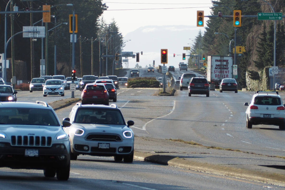 The intersection of the old Island Highway, Hammond Bay Road and Aulds Road had the most crashes of any intersection on Vancouver Island in 2022, according to ICBC statistics released Wednesday, June 27. (News Bulletin file photo)