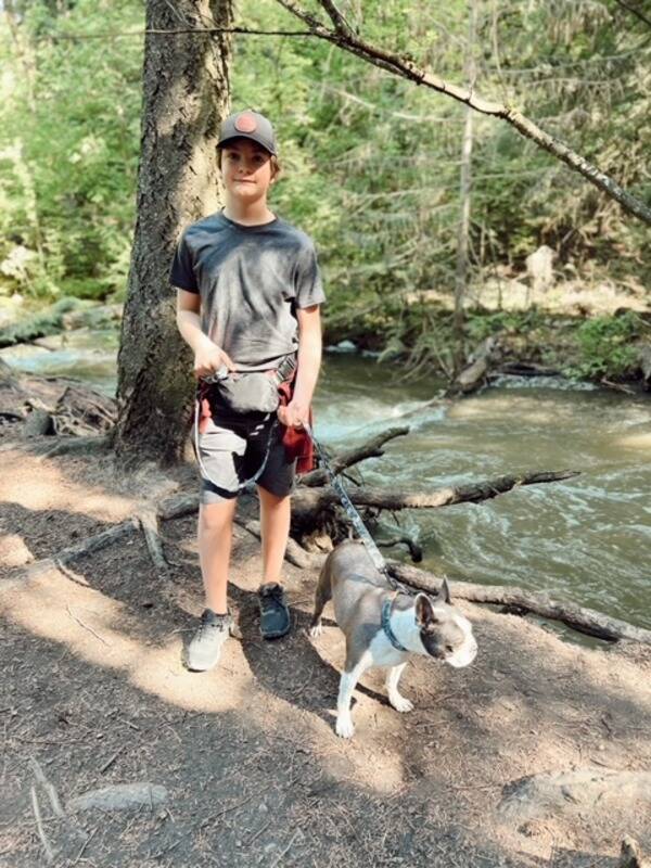 Hudson and his Boston Terrier, Jax. (Sandra Johnson-Fairlie/Contributed to Black Press Media)