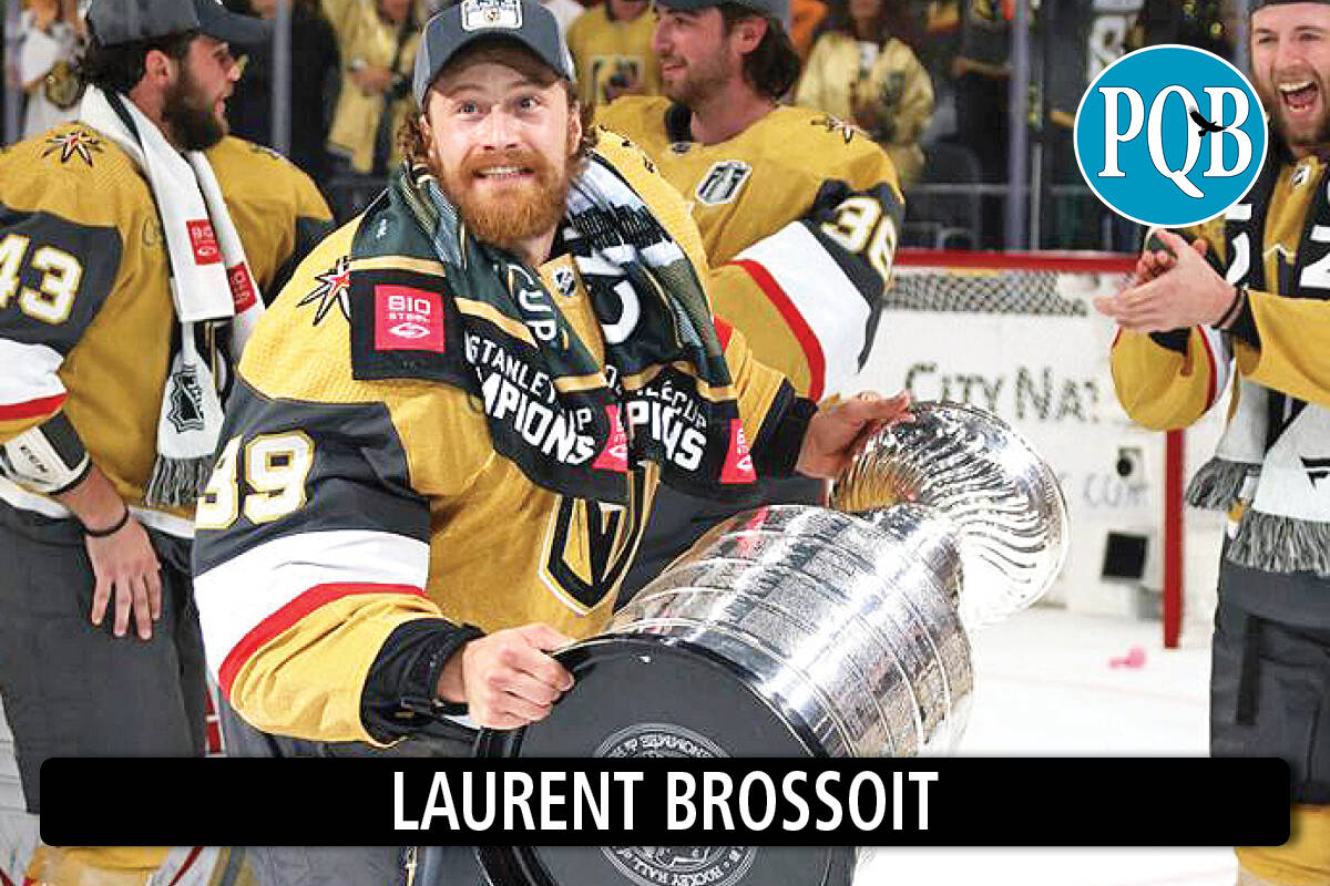 Vegas Golden Knights goaltender Laurent Brossoit with the Stanley Cup. (NHL.com photo)