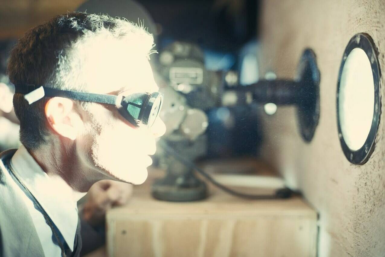 This image released by Universal Pictures shows Cillian Murphy in a scene from “Oppenheimer.” (Universal Pictures via AP)