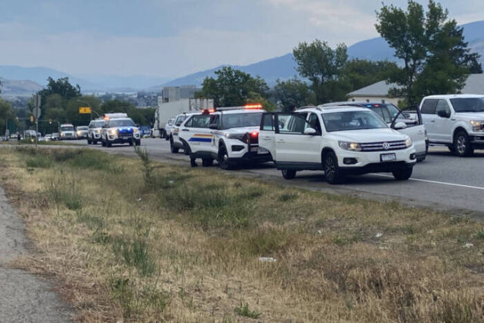 Police apprehended a hit and run suspect who fled dangerously from police on Vernon’s Hospital Hill Wednesday evening, July 12, 2023. (Jennifer Smith - Morning Star)