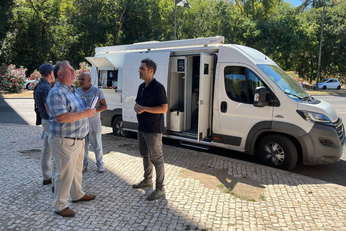 Courtenay-Alberni MP Gord Johns, left, tours with the mobile methadone van in Portugal. The van is part of the mobile low threshold methadone program run by Ares do Pinhal, a non-governmental organization for social inclusion, according to Johns. (PHOTO COURTESY GORD JOHNS)