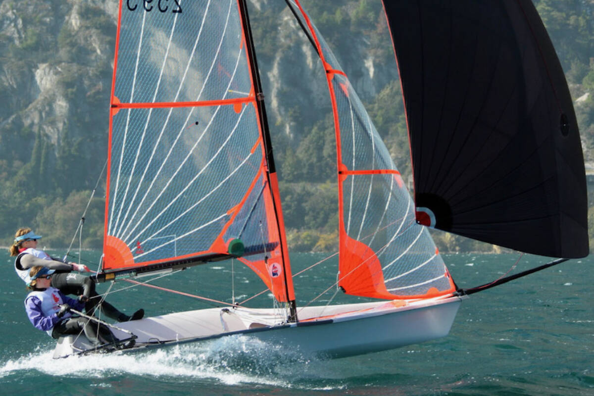 Jessica Hirschbold from the Royal Victoria Yacht Club has previously trained in this boat, known as a 29er. (Photo courtesy of Jessica Hirschbold)