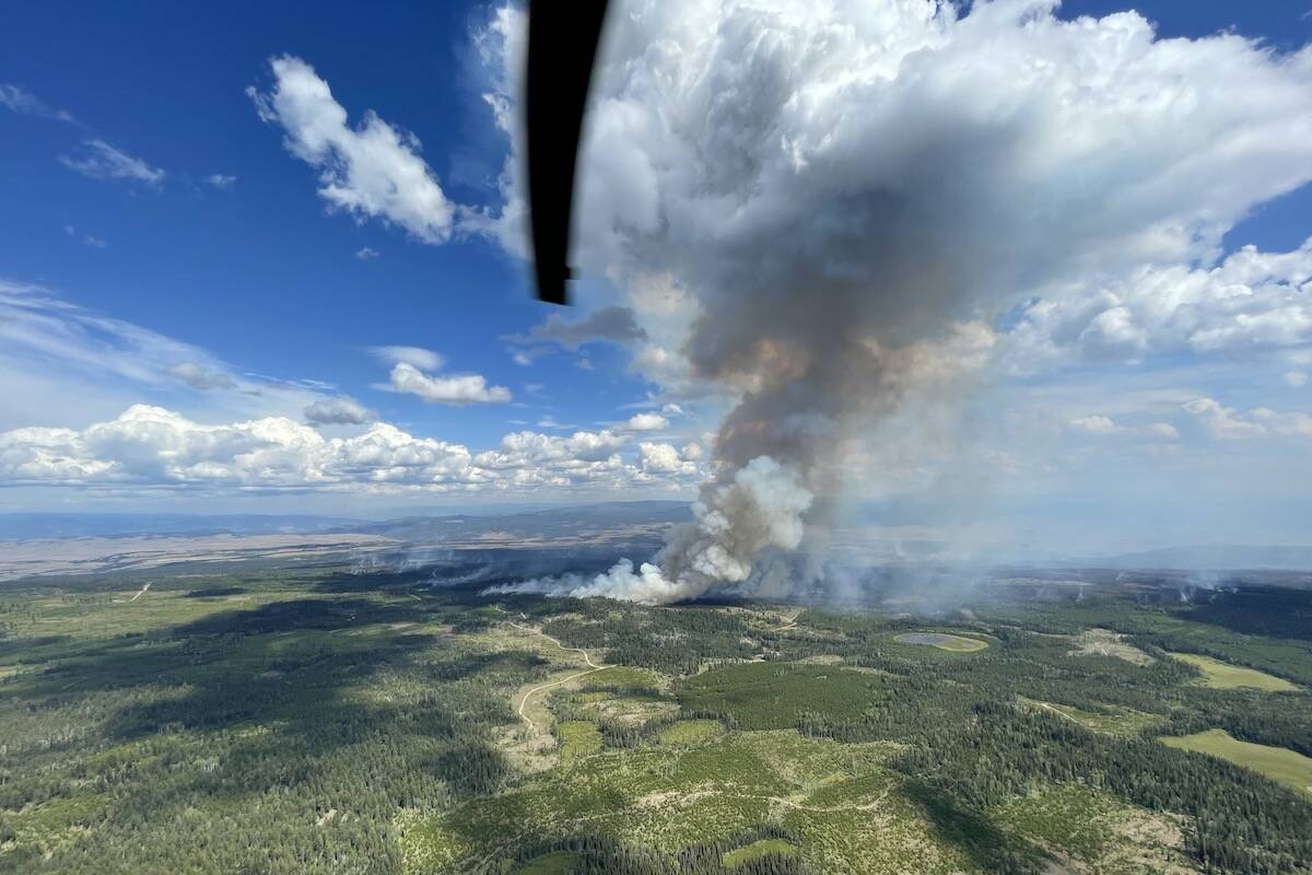 The Rossmoore Lake Wildfire has been burning south of Kamloops since July 21, 2023. (BC Wildfire Service)