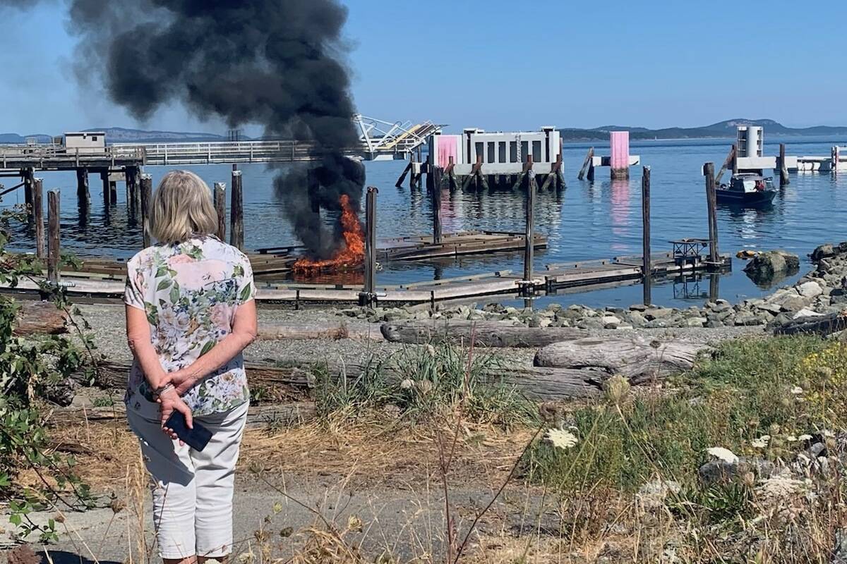 Sidney firefighters responded to a jet-ski fire on Aug. 17 at the Tulista Park Boat Launch. (Courtesy of Yolanda Brooks)