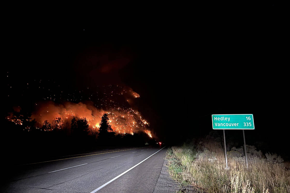 The 22,000-hectare Crater Creek wildfire overnight, Saturday, Aug. 19. (Photo- Tierra McIvor)