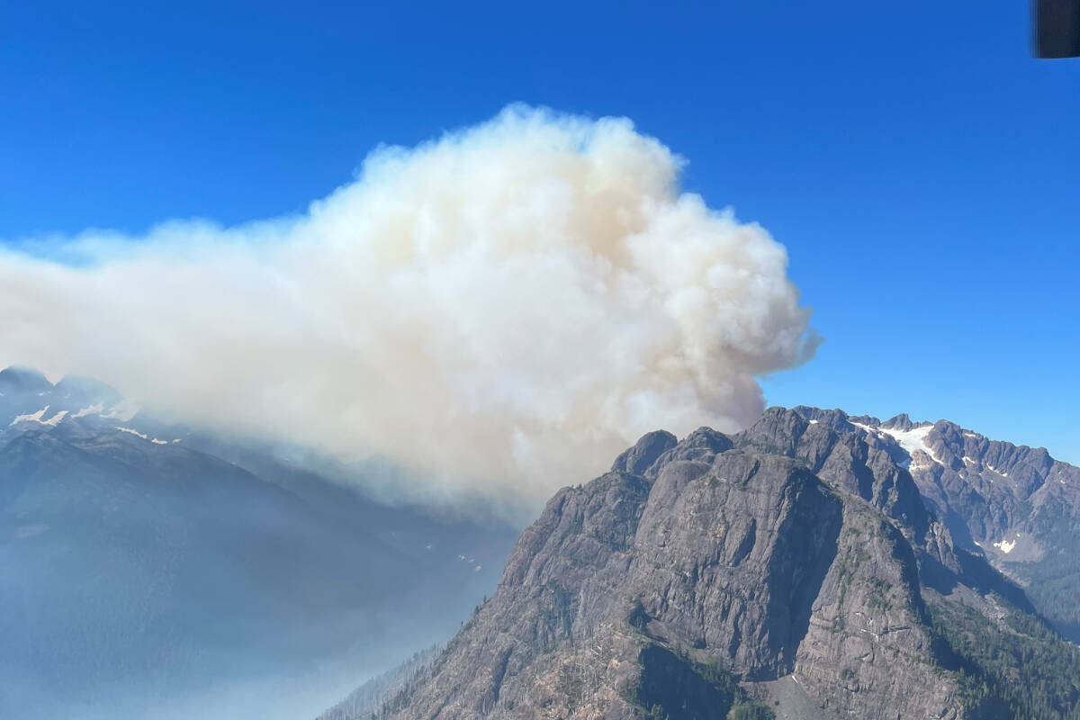 The fire on Mount Con Reid, first reported on Aug. 6, has now grown to 395 hectares. Photo from B.C. Wildfire Service.