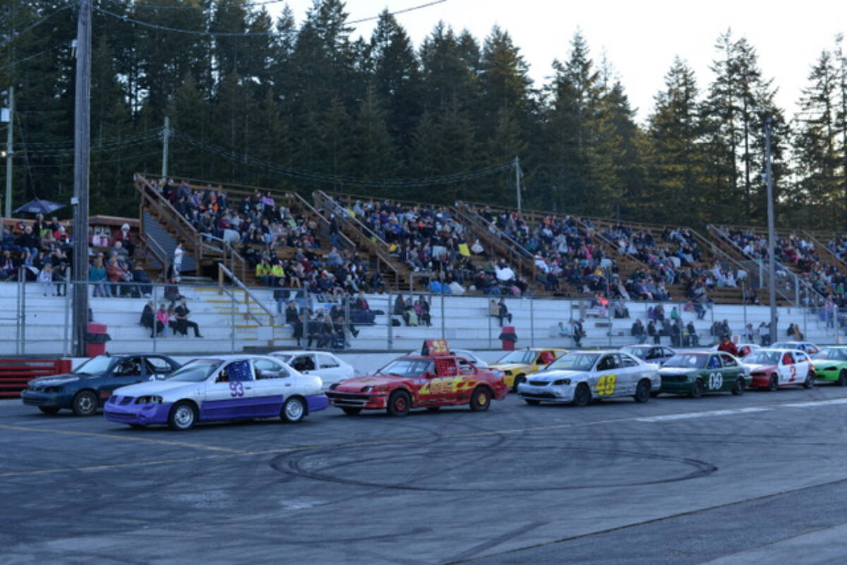 Drivers are seen lined up at Saratoga Speedway in 2022 during the season kick-off. The Speedway yesterday, Aug. 15, 2023, passed another checkpoint on its process to build a campground on site. (File photo by Doug Waller)