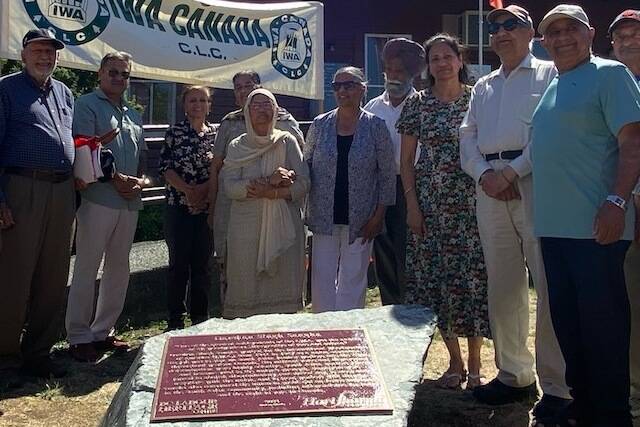 It was truly special to see members of the Sangha family gather with much pride around the plaque that will forever honour Darshan Singh Sangha in front of the Kaatza Station Museum on Aug. 15. Sangha played an active role in organizing workers in the I.W.A. from 1941 to 1947, and combating the racism that was both present in the workplace and community during that time. (Chadd Cawson/Gazette)