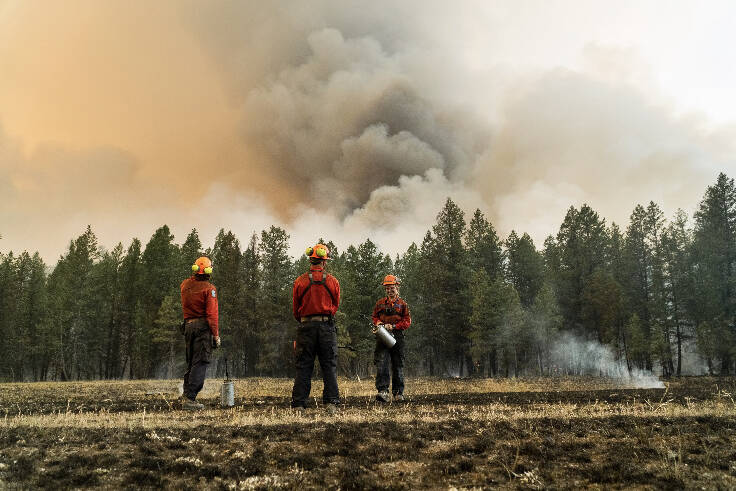 Fire crews on site at the St. Mary’s River wildfire near Cranbrook. Photo courtesy BC Wildfire Service.