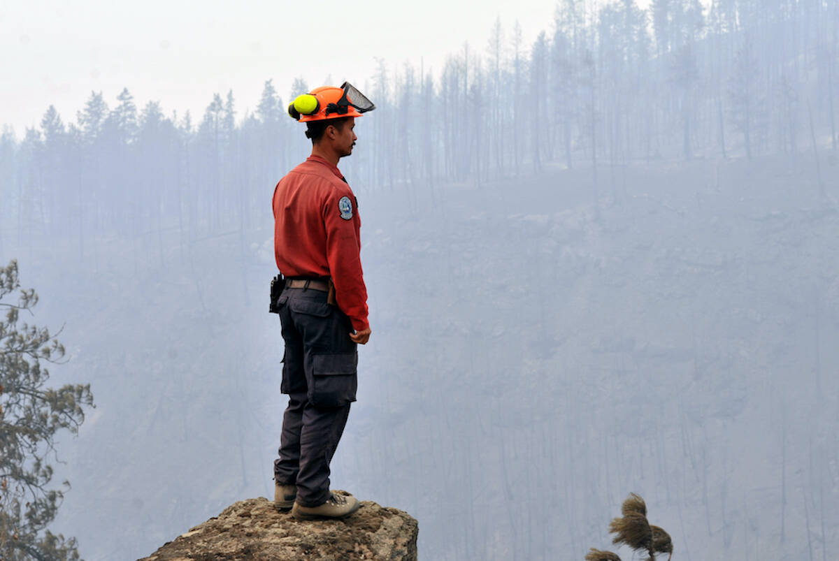 BC Wildfire Services continue to battle the McDougall Creek wildfire that’s been burning since Tuesday, Aug. 15. (BC Wildfire Services)