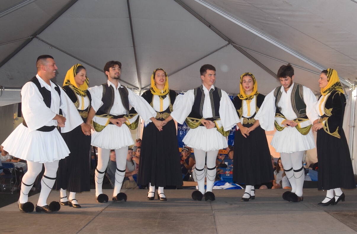 The Elkelam Dance Group performs at Greek Fest in Saanich Sunday (Aug. 27). (Brendan Mayer/News Staff)