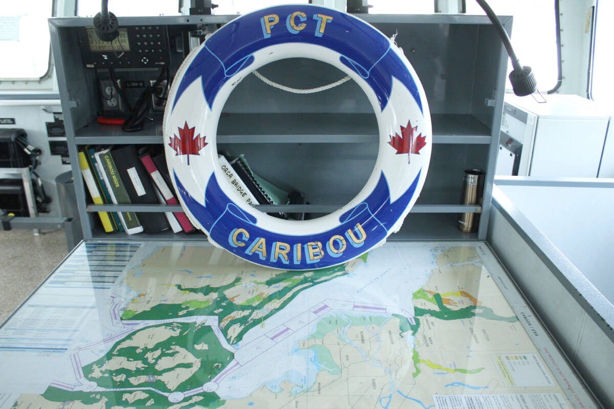 A life preserver sits on the bridge of the Royal Canadian Navy’s Orca class patrol vessel, Caribou. (News Staff)