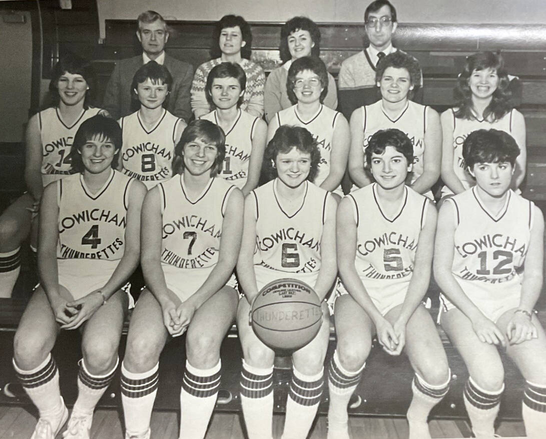 The 1982-83 Cowichan Thunderettes senior girls basketball team went 33-2 during the season en route to a provincial title. (Photo submitted)