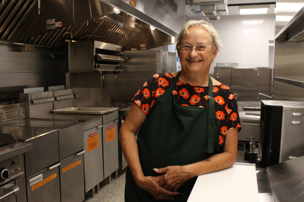 Belinda LeBlanc, who volunteers as a chef at the legion every day, is all smiles about her new kitchen. (Samantha Duerksen/Black Press Media)