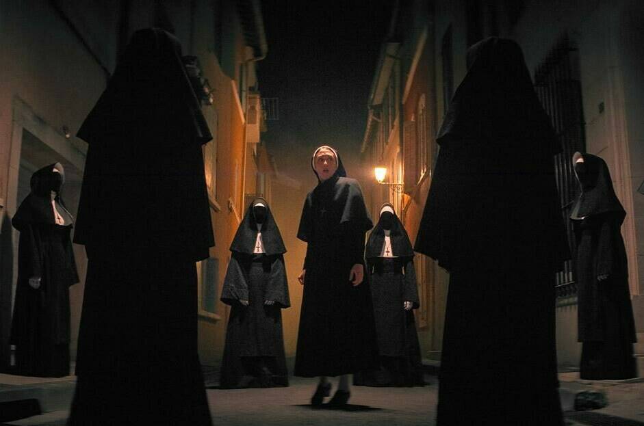 This image released by Warner Bros. Pictures shows Taissa Farmiga as Sister Irene in New Line Cinema's horror thriller "The Nun II." (Warner Bros. Pictures via AP)