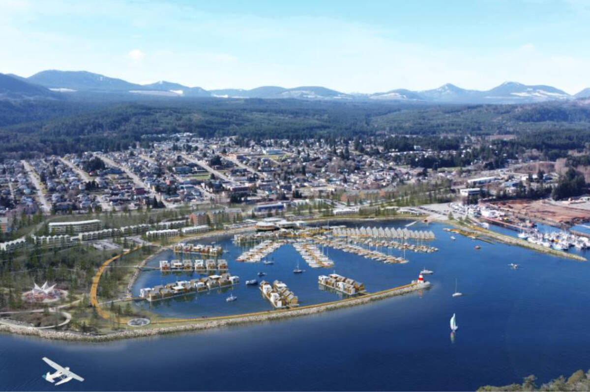 Stz’uminus First Nation’s Coast Salish Group envisions a ‘mini-Granville Island’ in Ladysmith harbour, part of the Ladysmith Waterfront Area Plan. (Image courtesy Coast Salish Group)