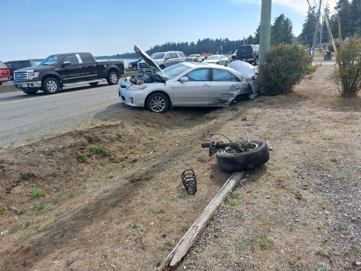 On September 16, 2023 at approximately 1 pm, Campbell River RCMP were called to the 3900 block of the South Island Highway after a serious motor vehicle collision. Photo courtesy Campbell River RCMP