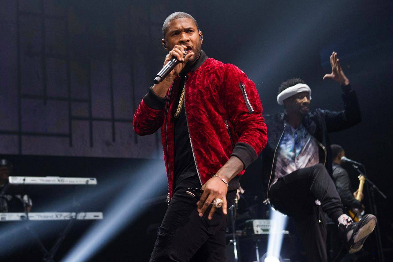FILE - Usher performs at Power 105.1’s Powerhouse 2016 at Barclays Center in New York on Oct. 27, 2016. The NFL, Apple Music and Roc Nation announced Sunday that Usher will headline the 2024 Super Bowl on Feb. 11 at Allegiant Stadium. The music megastar, who has won eight Grammys, said he’s looking forward to performing on the NFL’s biggest stage. (Photo by Scott Roth/Invision/AP, File)