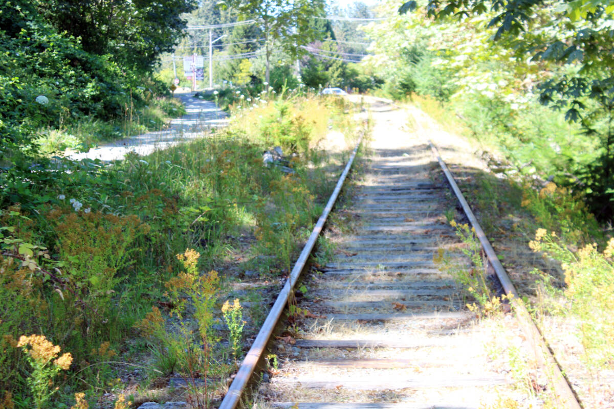 The train tracks running through Chemainus, with the Trans-Canada Trail right beside it. (Photo by Don Bodger)