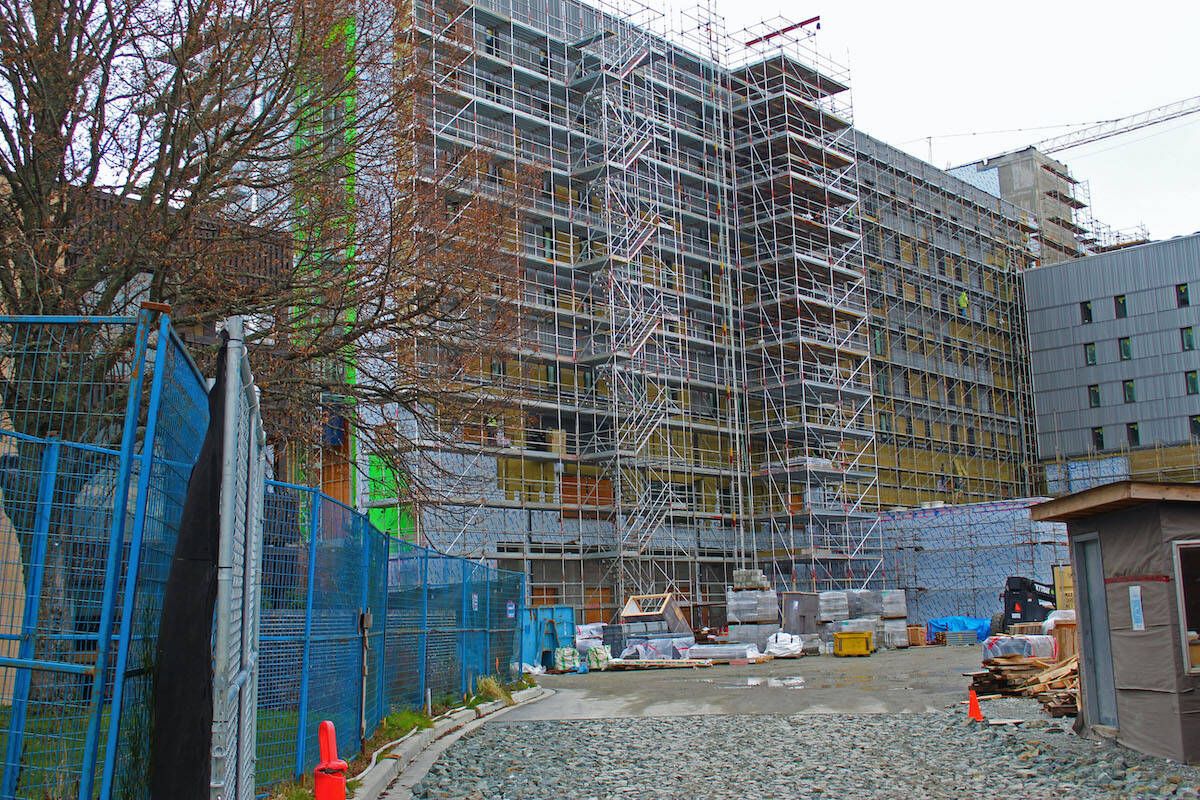 The first of the student housing buildings opened in the spring 2022, and the second building opened in early 2023. (Black Press Media file photo)