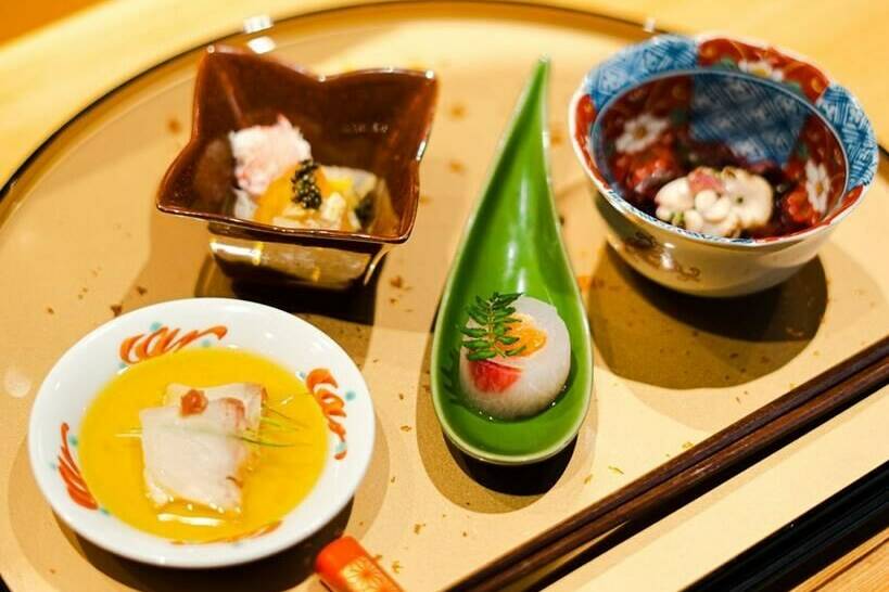 Michelin, the Parisian manufacturer-turned-tastemaker, awarded the culinary honour to Japanese restaurant Okeya Kyujiro, led by chef Takuya Matsuda, at a ceremony on Thursday night. A plate from the Michelin-starred restaurant Okeya Kyujiro is seen in an undated handout photo. THE CANADIAN PRESS/HO-Michelin, Kasumi Kanaya, *MANDATORY CREDIT*