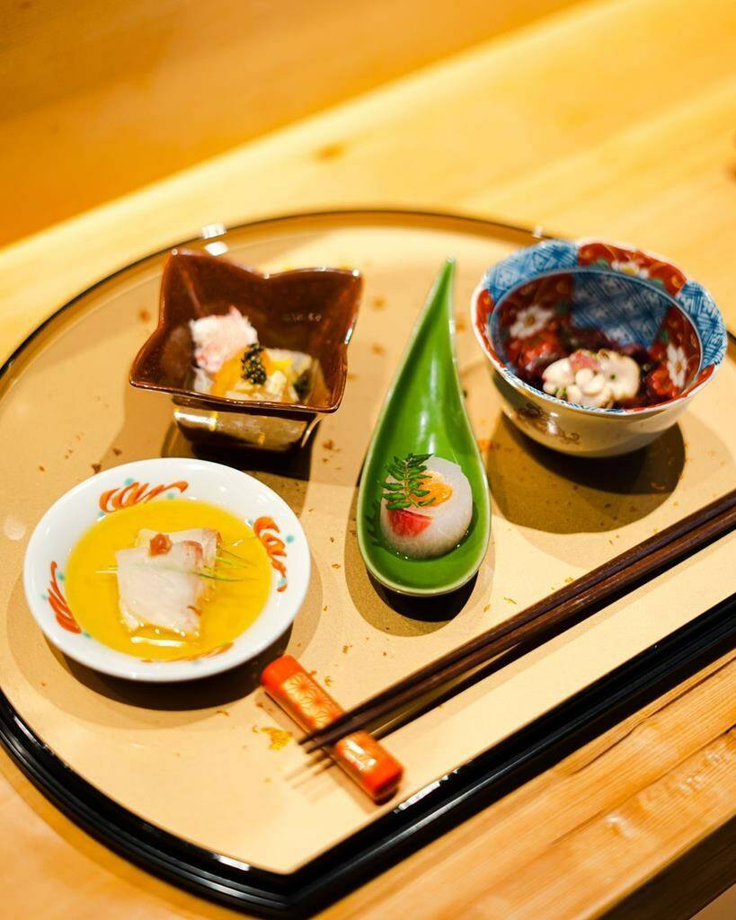 Michelin, the Parisian manufacturer-turned-tastemaker, awarded the culinary honour to Japanese restaurant Okeya Kyujiro, led by chef Takuya Matsuda, at a ceremony on Thursday night. A plate from the Michelin-starred restaurant Okeya Kyujiro is seen in an undated handout photo. THE CANADIAN PRESS/HO-Michelin, Kasumi Kanaya, *MANDATORY CREDIT*