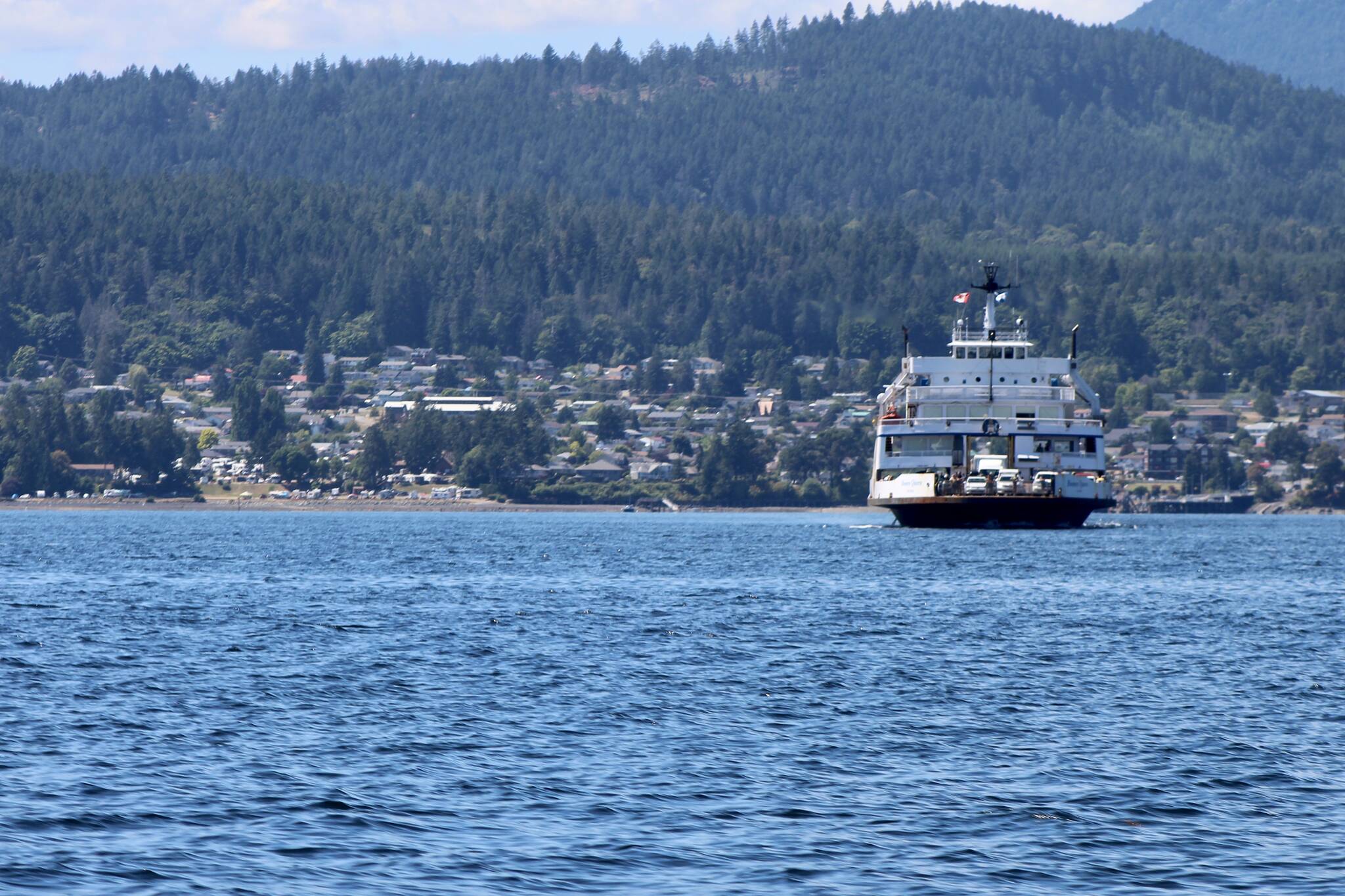 The Saltspring Island ferry makes its way from Crofton to Vesuvius in the summer of 2020. (John McKinley file)