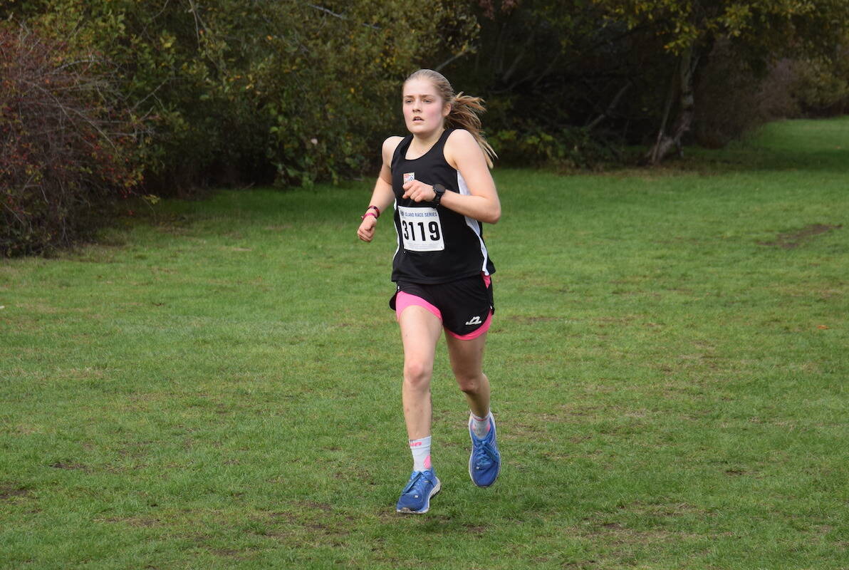 Island championships
St. Michaels University School athlete Nella Meinecke approaches the finish line at the Vancouver Island High School Cross Country Championships at Elk/Beaver Lake Regional Park Wednesday (Oct. 18). Meinecke came in third place in the senior girls race. See story on page A8. (Brendan Mayer/News Staff)