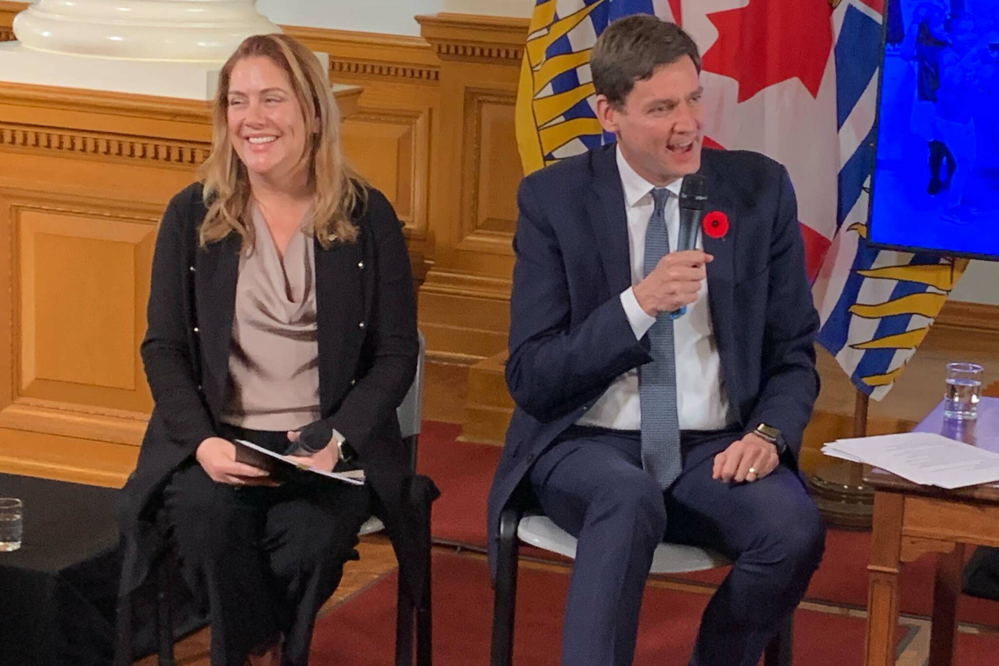 Megan Dykeman, parliamentary secretary for community development and non- profits, joined Premier David Monday (Oct. 30) in announcing $60 million in additional grants for non-profits. (Wolf Depner/News Staff)