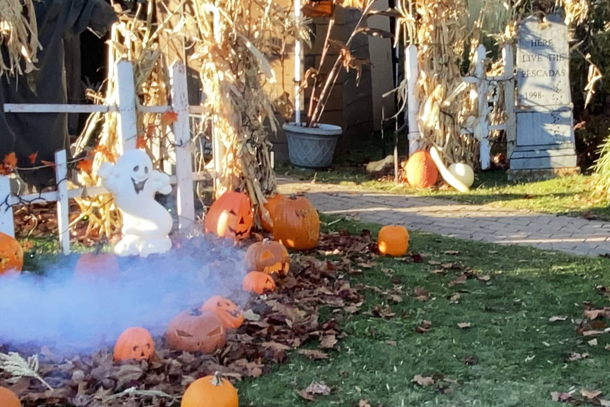 The Pescada home in Trout Creek was one of many Summerland homes decorated for Halloween on Oct. 31. This display included a haunted house tour and a smoke display. (Black Press file photo)