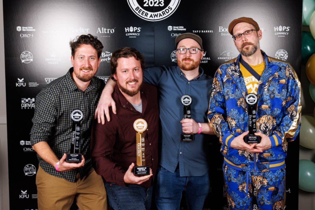 The Twin City Brewing team celebrates their BC Beer Awards wins, including Brewery of the Year. (PHOTO COURTESY BC BEER AWARDS)