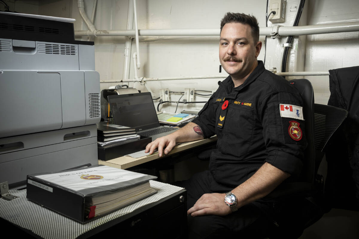Sailor 1st Class Ryan Black attending to duties on HMCS Ottawa. (Courtesy of the CFB Esquimalt)