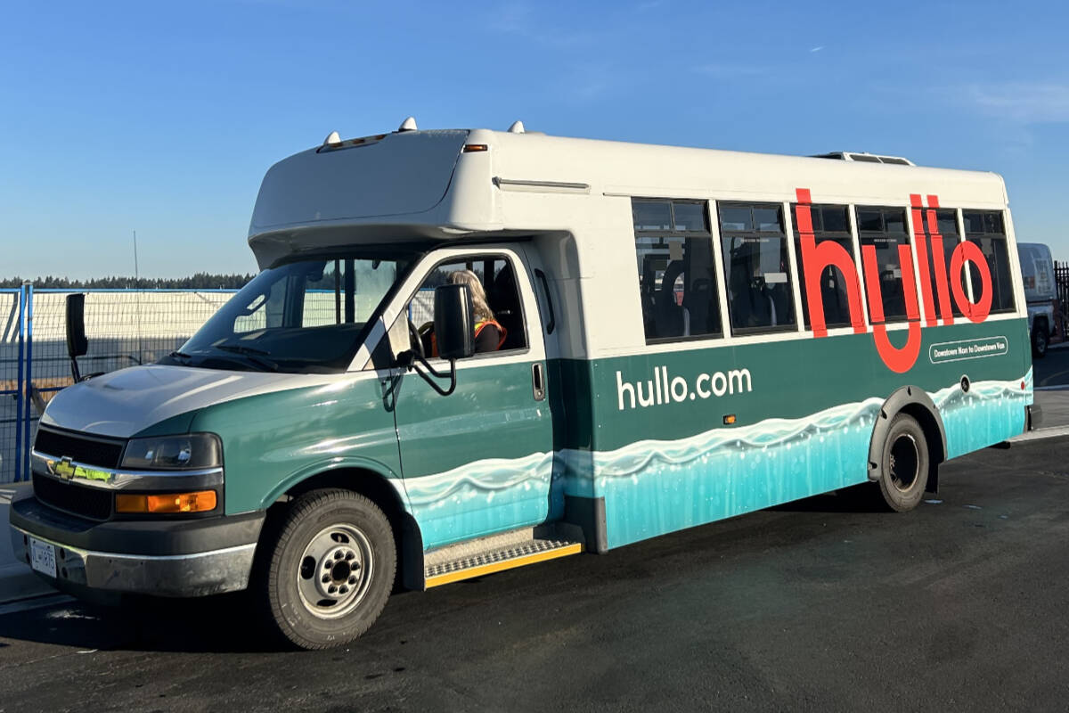 Hullo has announced the launch of a shuttle bus to bring people to and from the fast ferry terminal on Nanaimo’s waterfront. (Submitted photo)