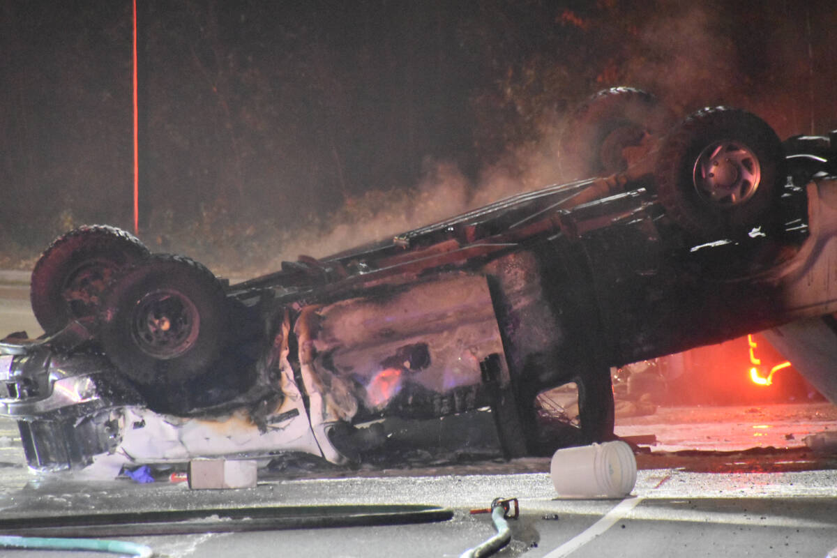 A two-vehicle collision on Nov. 15 sent two men to the hospital in Maple Ridge with serious injuries. (Curtis Kreklau/Special to The News)