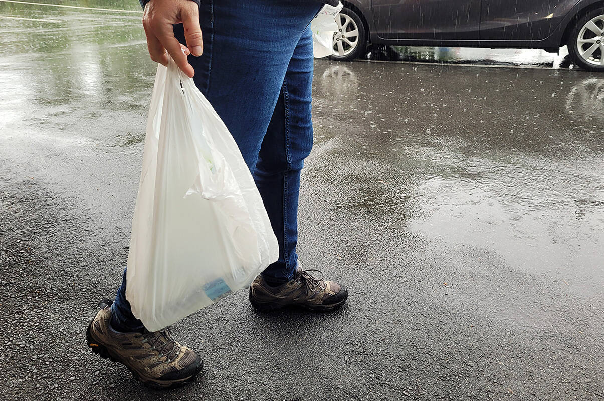 Plastic shopping bags, along with a wide range of containers made out of certain plastics, will be banned Dec. 20. (Neil Corbett/The News)