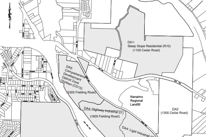 A re-zoning application for the Sandstone lands in the Cinnabar Valley and Cedar passed third reading following a public hearing on Thursday, Nov. 16. (Seacliff Properties/City of Nanaimo image)