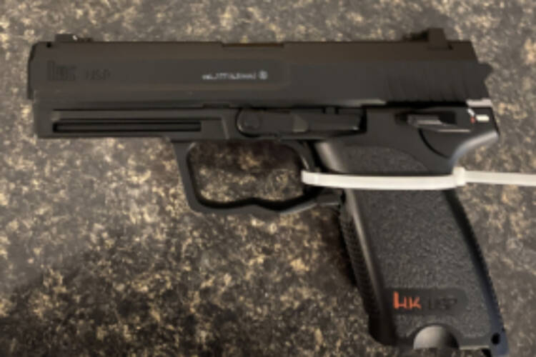 A replica firearm seized by VicPD after arresting a man in a Santa suit on Wednesday (Nov. 29) morning. (Courtesy VicPD)