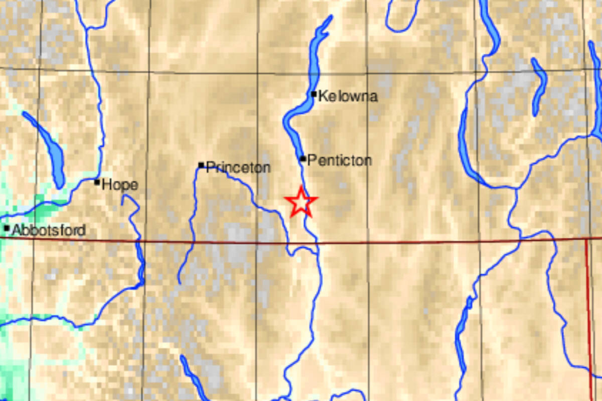 An earthquake was felt near Oliver on Dec. 4. Residents reported hearing a loud crash sound in the area. (Earthquakes Canada)