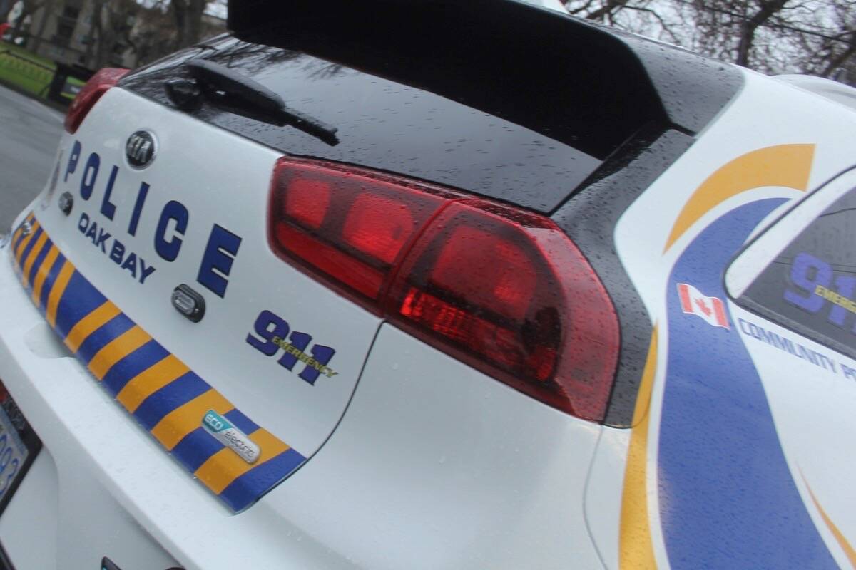 Oak Bay police department electric EV car officer OBPD (Christine van Reeuwyk/News Staff)