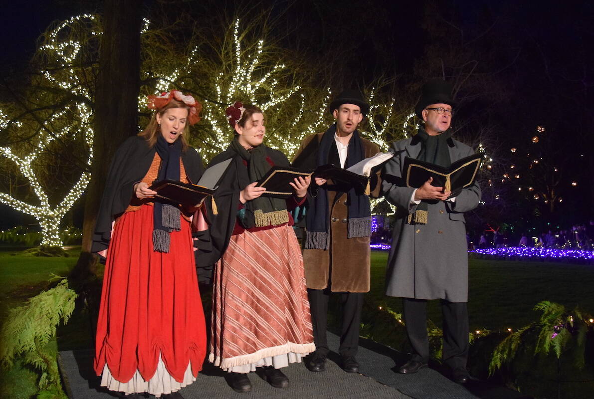 The magic of Christmas celebration at the Butchart Gardens includes traditional carollers. (Brendan Mayer/News Staff)