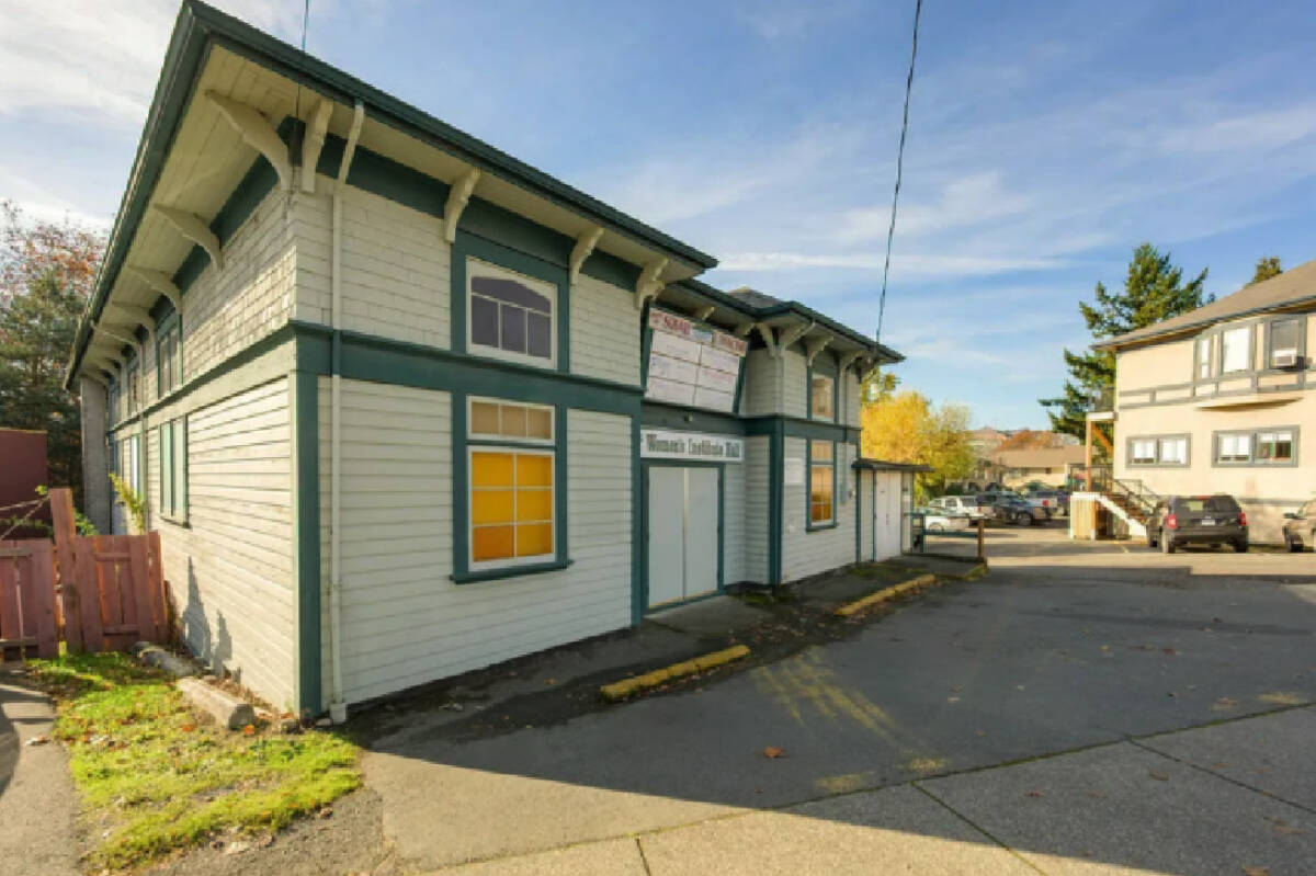 The Women’s Institute property at 4516 West Saanich Rd. is on sale for nearly $1.5 million. (Avison Young photo)