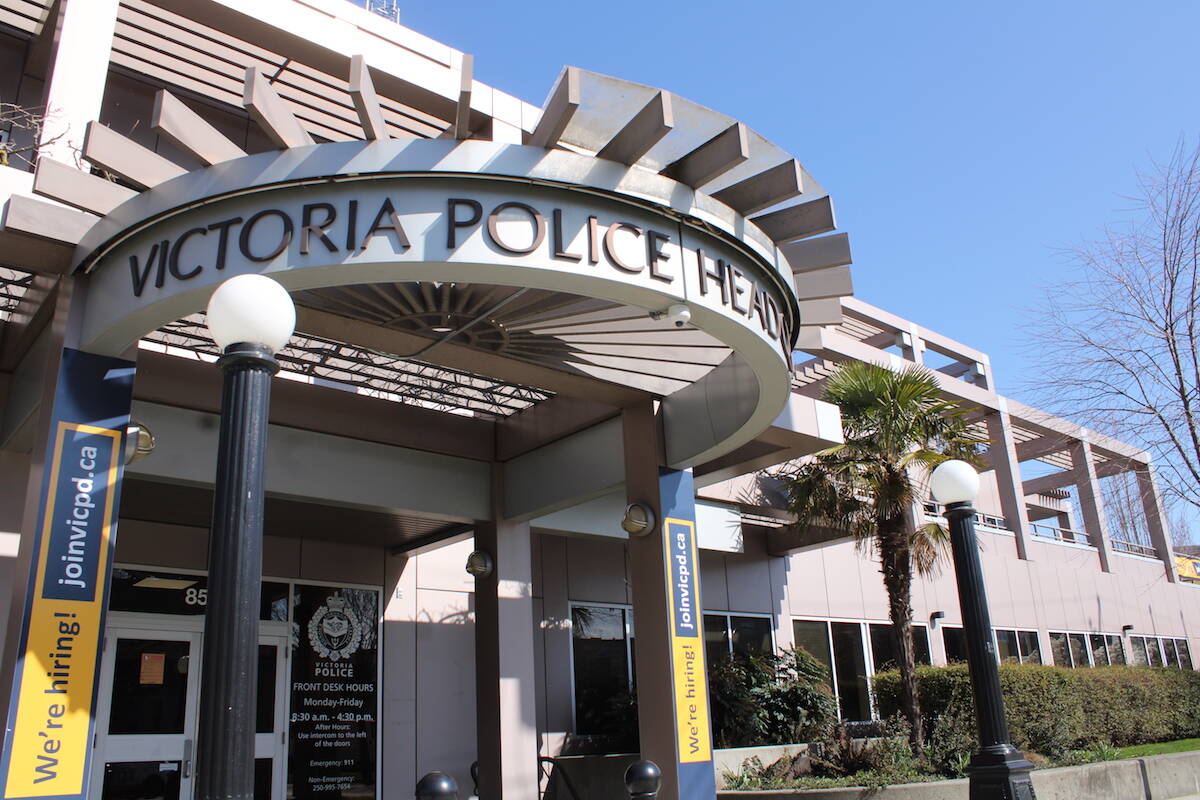 A Victoria police officer has been suspended amid an investigation into allegations of sextortion. (Black Press Media file photo)