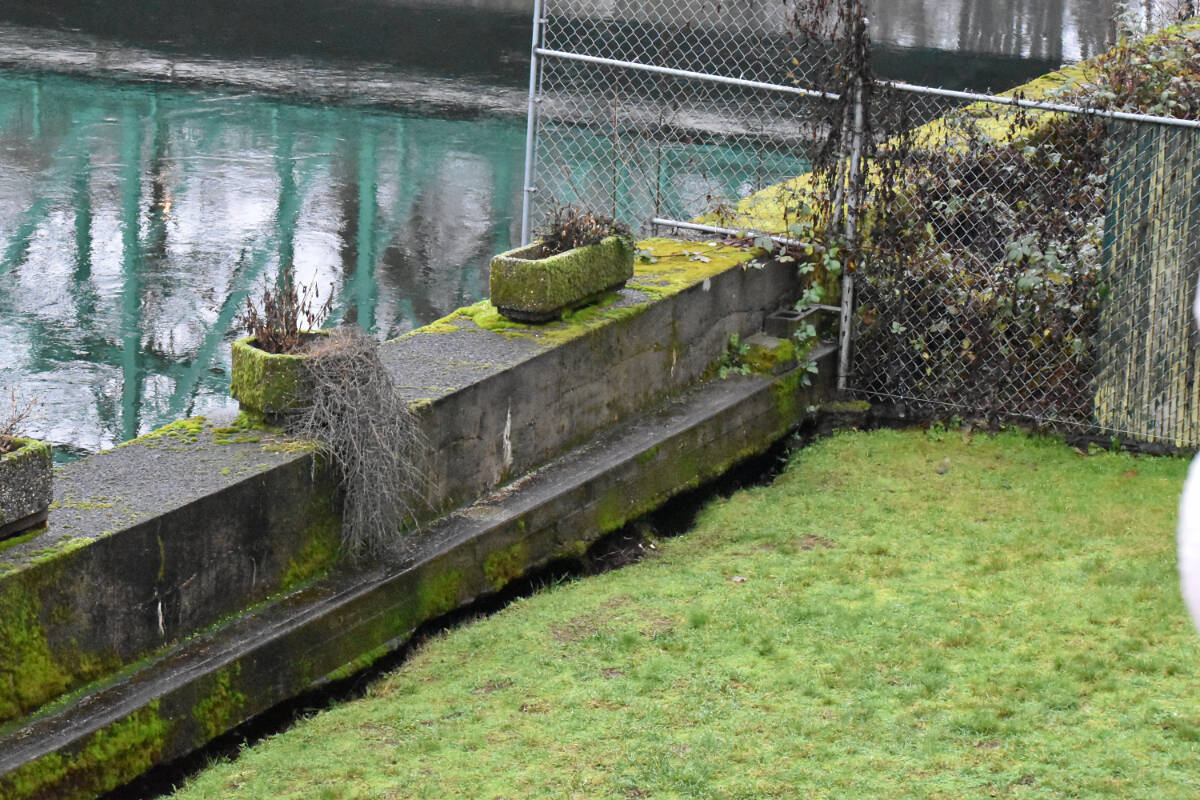 The lawn was flush with the wall 23 years ago, according to a tenant. (Connor McDowell/Comox Valley Record)