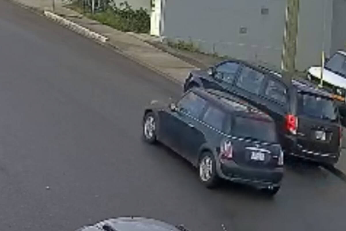 The Mini Cooper driver has come forward to VicPD after hitting a cyclist and fleeing the scene. (Courtesy of VicPD)