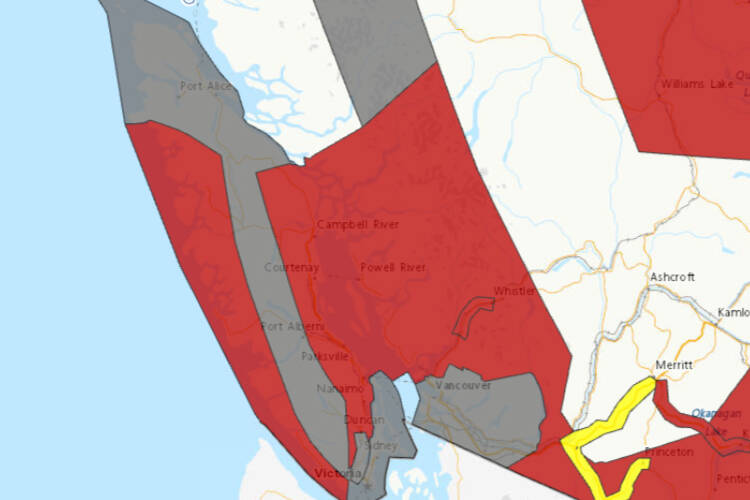 Vancouver Island faces potential snow in the east and wind in the west starting Monday (Jan. 8). (Environment and Climate Change Canada)