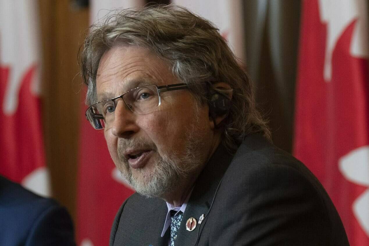 Sen. Stan Kutcher speaks during a news conference in Ottawa on Wednesday, June 14, 2023. Kutcher, who challenged the exclusion of people with mental disorders as their sole underlying condition from seeking a medically assisted death, says the federal government must decide whether it will “allow all Canadians” their choice of end-of-life care. THE CANADIAN PRESS/Adrian Wyld