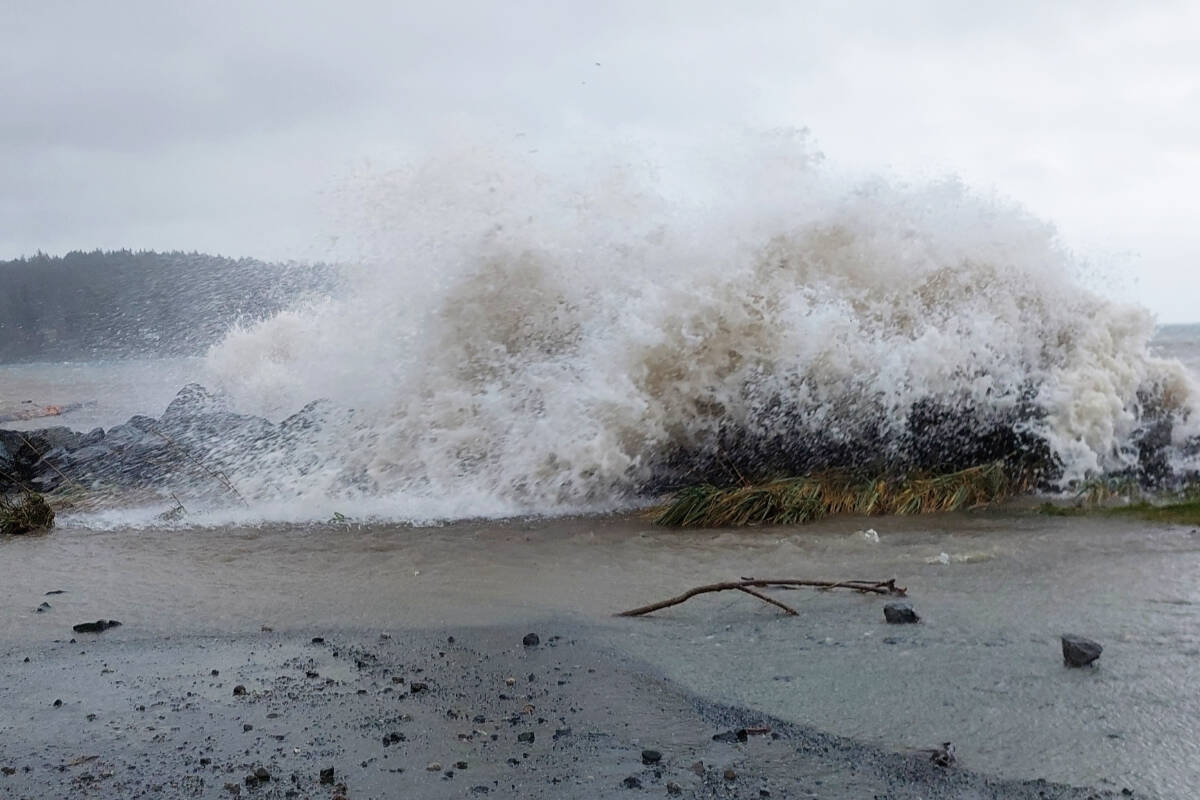 Stormy seas played havoc at Whiffin Spit on Tuesday. The park re-opened on Wednesday morning. (Contributed - Linda Mooney)